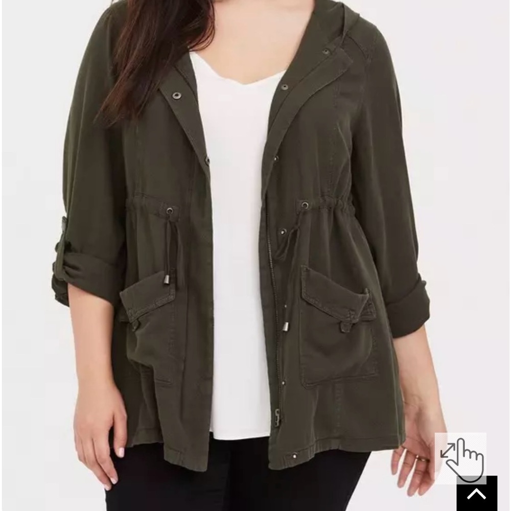 Torrid Anorak Hooded BLACK Chore Utility Jacket 4X